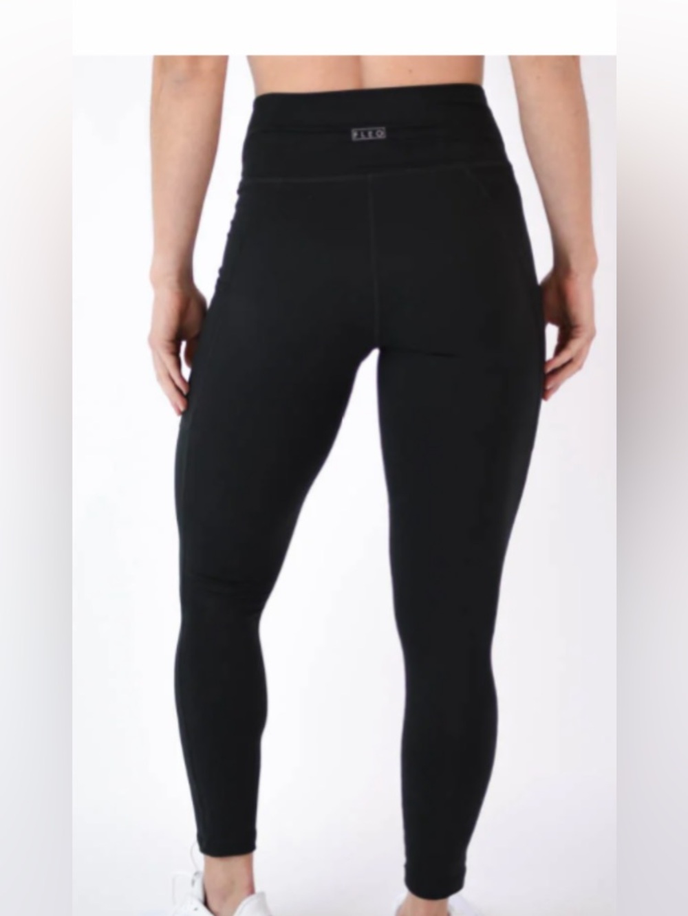 Woman's casual FLEO Black High-Waisted Leggings Reverie pocket 25' LG gym/yoga